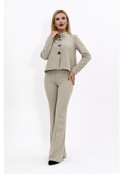 Boydan Düğmeli Mini Ceket & Ispanyol Paça Pantolon Takım-Bambu fiyatları