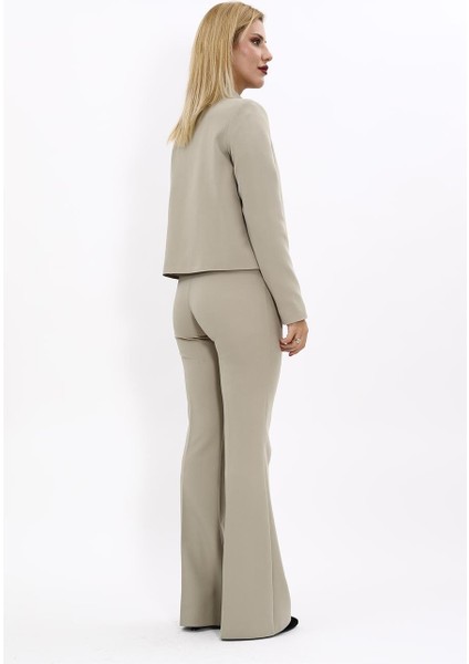 Boydan Düğmeli Mini Ceket & Ispanyol Paça Pantolon Takım-Bambu indirimleri