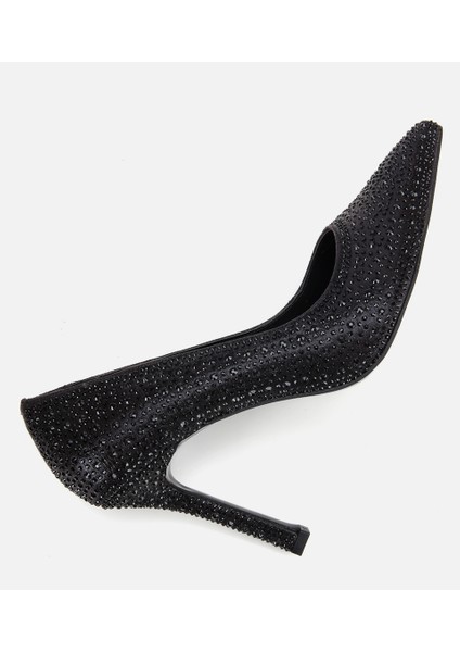 01AYH314790A100 KADIN Siyah Taşlı Yüksek Topuklu Stiletto