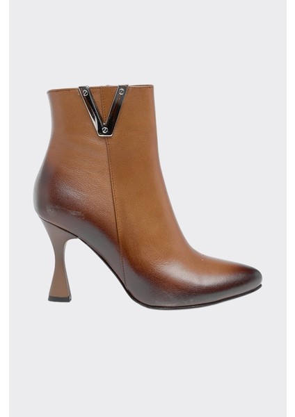 Klasik Hakiki Deri Fermuarlı Kadın Bot