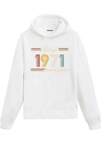 Vintage Hoodie 1971 Doğum Tarihi Baskılı Doğum Günü Hediyesi Kapşonlu Unisex Hoodie