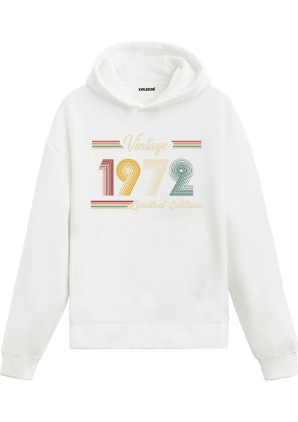 Vintage Hoodie 1972 Doğum Tarihi Baskılı Doğum Günü Hediyesi Kapşonlu Unisex Hoodie