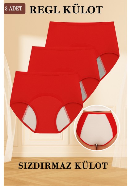 3'lü Regl Külodu Yüksek Bel Sızdırmaz Çok Katmanlı Süper Emici Yıkanabilir ve Konforlu fiyatları