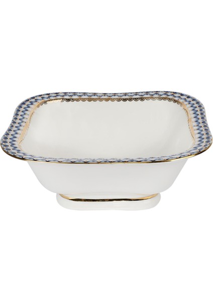 Cobalt Net Mavi Kare Porselen Kase