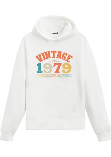 Vintage Hoodie 1979 Doğum Tarihi Baskılı Kapşonlu Unisex Hoodie