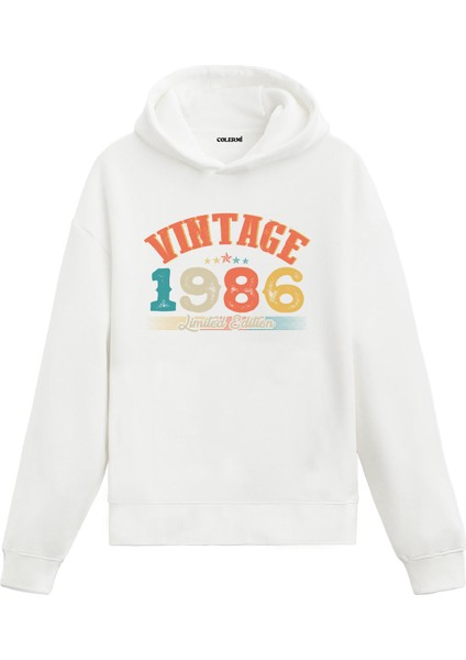 Vintage Hoodie 1986 Doğum Tarihi Baskılı Kapşonlu Unisex Hoodie
