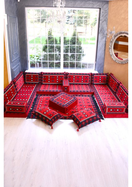 Şark Köşesi Takımı Konsepti Yemen Modeli Koltuk Takımı Sünger Dahil (18 Parça)