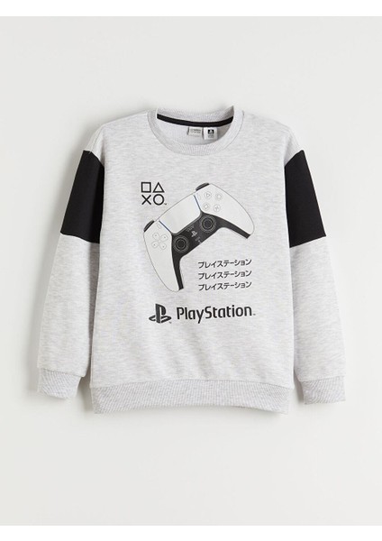 Bisiklet Yaka Playstation Baskılı Erkek Çocuk Sweatshirt (W5)