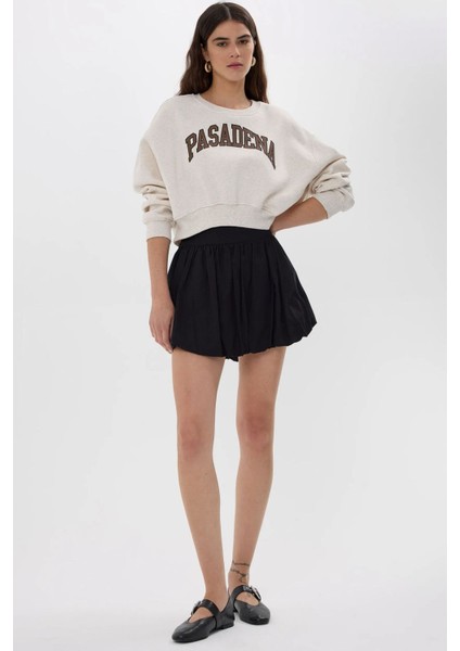 Kadın Rahat Kesimli Baskılı Sweatshirt Natural modelleri