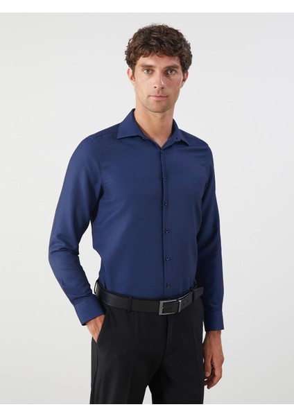 Yeni Sezon Slim Fit Uzun Kollu Armürlü Erkek Gömlek
