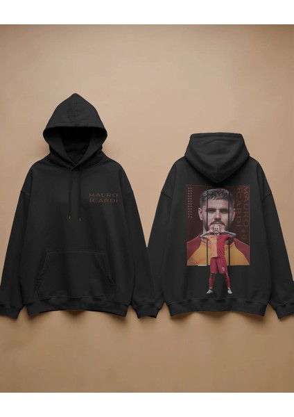 Futbolcu Baskılı Mauro Icardi Baskılı Hoodie - %100 Pamuk Bol Kesim Kapüşonlu Kadın Erkek Unısex Sweatshirt - Caglisa Özel Tasarım