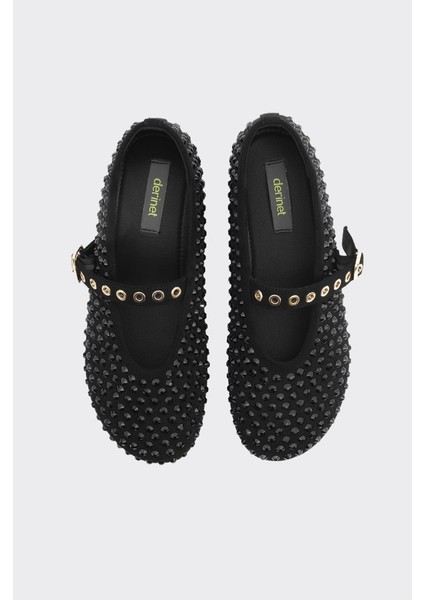 Taş Aksesuarlı Bilekten Bantlı Kadın Babet modelleri