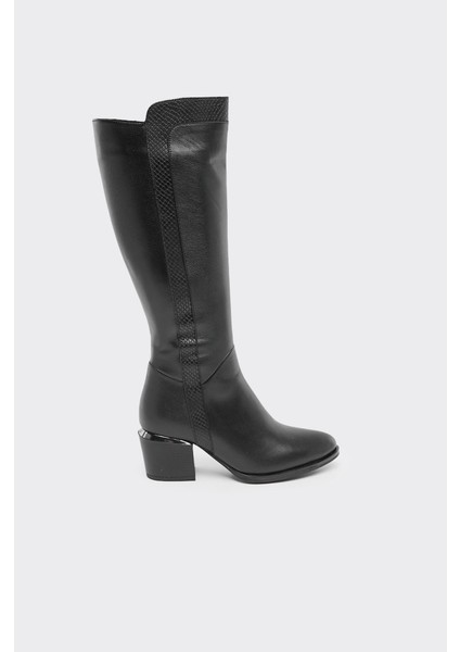 Hakiki Deri Kalın Topuklu Kadın Çizme