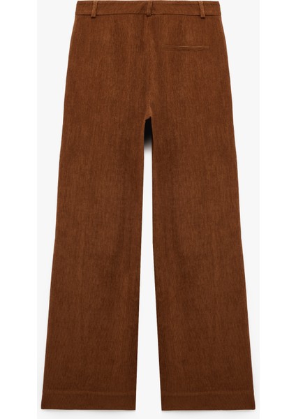 Yüksek Bel Cep Detaylı Geniş Paça Kadife Pantolon fiyatları