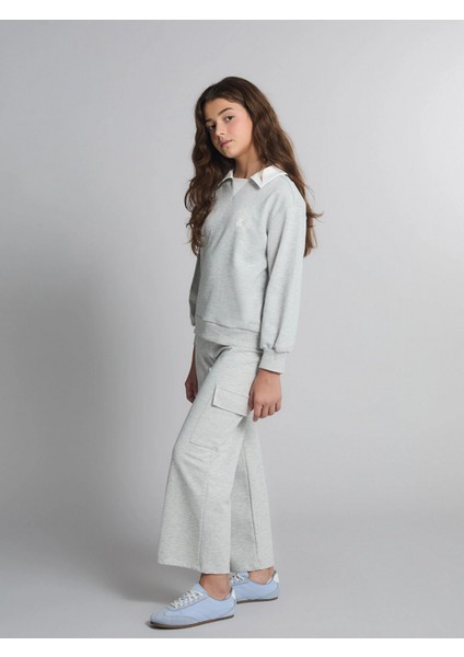 Lcw Kids Gri Gömlek Yaka Kız Çocuk Eşofman Takım