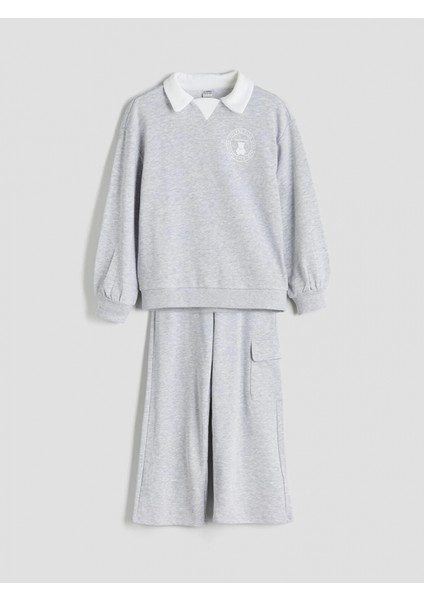 Lcw Kids Gri Gömlek Yaka Kız Çocuk Eşofman Takım modelleri