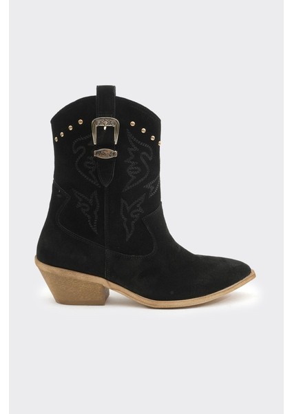 Hakiki Deri Kadın Western Bot