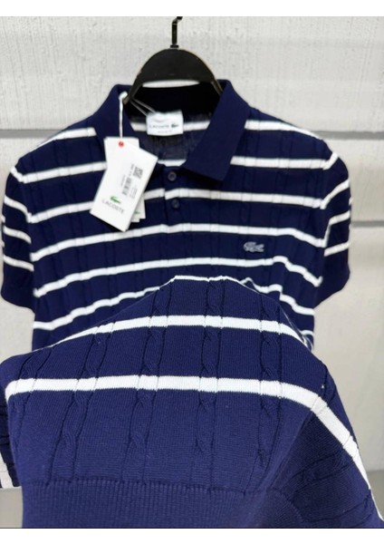 Premium Erkek Lacivert Çizgili Polo Yaka Tişört modelleri