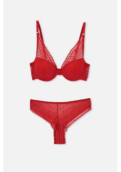 Kadın Gınger Dantelli Boş Cup Sütyen Takım
