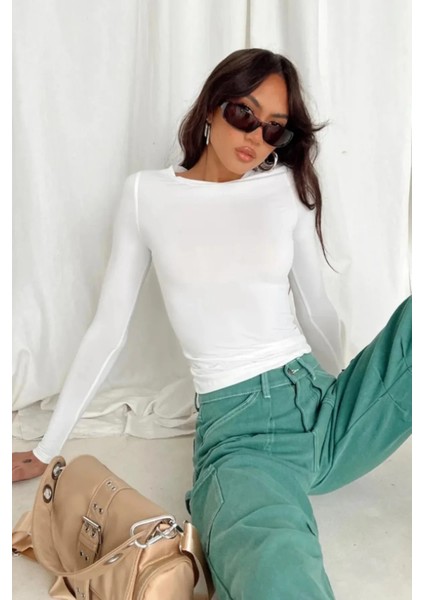 Bisiklet Yaka Basic Uzun Kollu Crop Büstiyer Likralı fırsatları