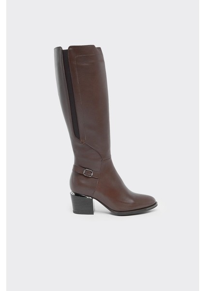 Hakiki Deri Fermuarlı Kadın Çizme