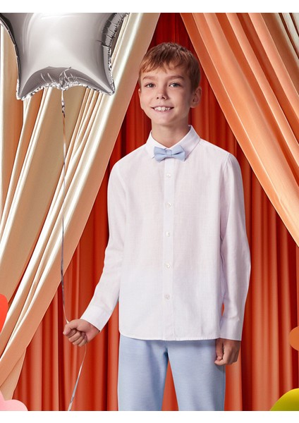 Yeni Sezon Basic Uzun Kollu Erkek Çocuk Gömlek ve Papyon