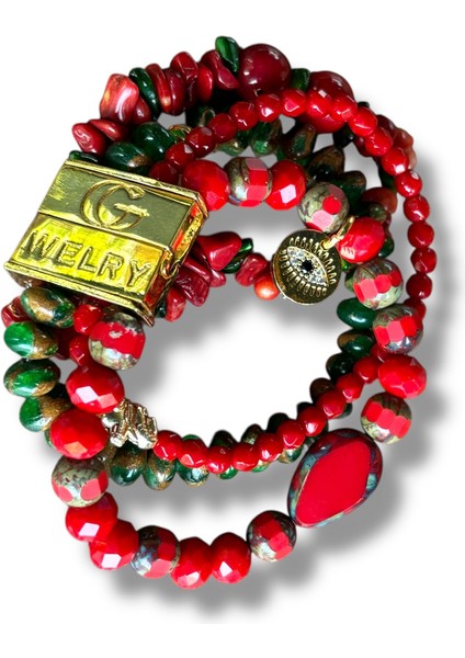 Carmen Stretchy 24 Ayar Altın Kaplama Doğal Taş Kadın Bileklik modelleri