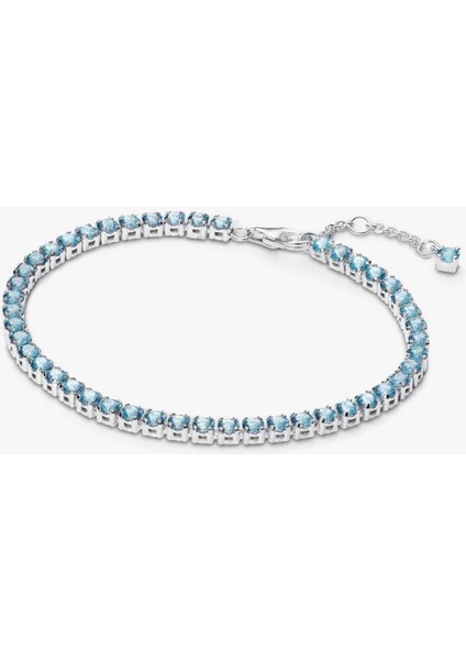 Işıltılı Açık Mavi Tenis Bilekliği