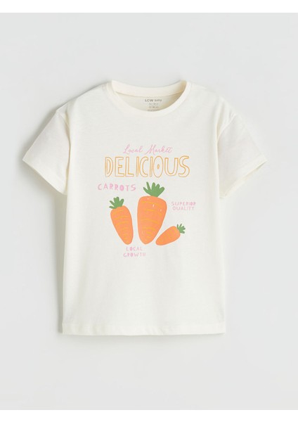 Yeni Sezon Bisiklet Yaka Baskılı Kız Bebek Tişört