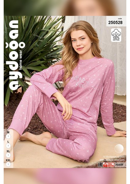 Kadın Lavin Ribana Manşetli Orta Pembe Koton Pijama Takım 0528 fiyatları