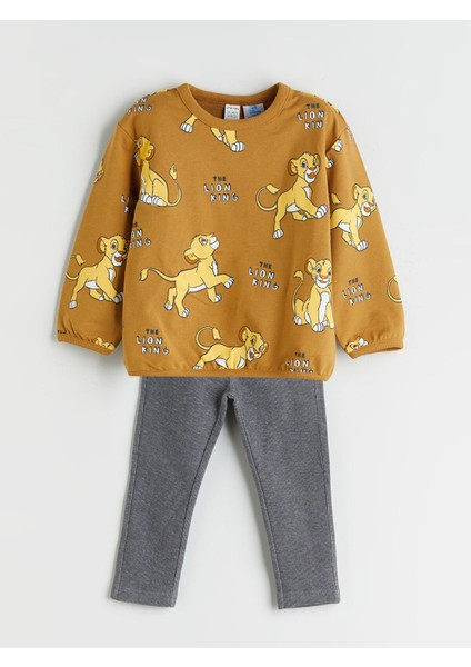 Yeni Sezon Aslan Kral Baskılı Erkek Bebek Sweatshirt ve Eşofman Alt