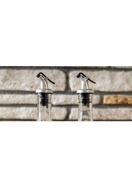 Ahşap Koyu Renk Standlı 2'li Yağ ve Sirke Şişesi 750 ml Yağlık Zeytinyağ Sıvıyağ Şişesi Şeffaf Cam fiyatları