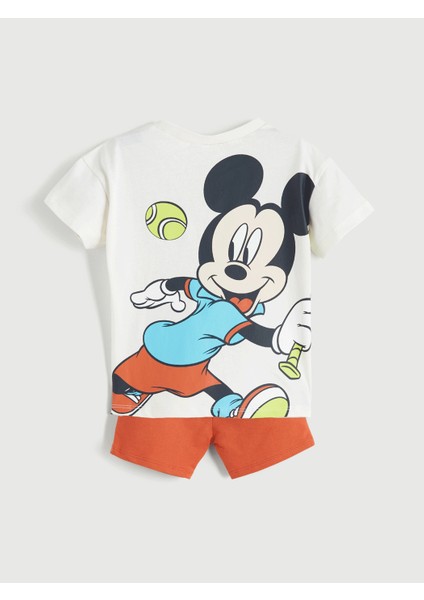 Yeni Sezon Mickey Mouse Baskılı Erkek Bebek Tişört ve Şort 2'li