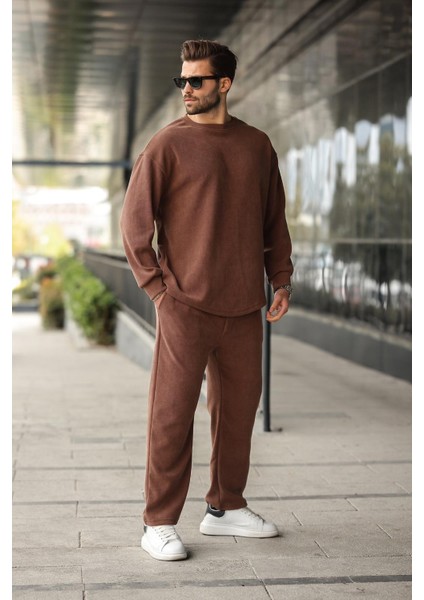 Kahverengi Bisiklet Yaka Erkek Kadife Takım E7337 fiyatları