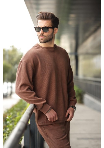 Kahverengi Bisiklet Yaka Erkek Kadife Takım E7337 fırsatları