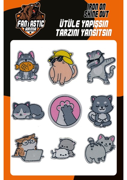 Ütü ile Yapışan Dokuma Arma Seti Patch Kedi, Kedicik, Pati Modeli
