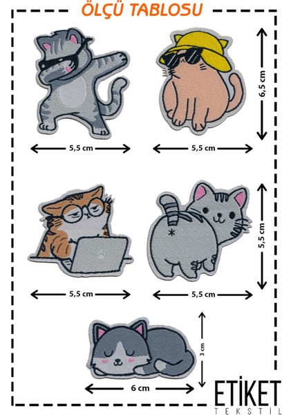 Ütü ile Yapışan Dokuma Arma Seti Patch Kedi, Kedicik, Pati Modeli fiyatları