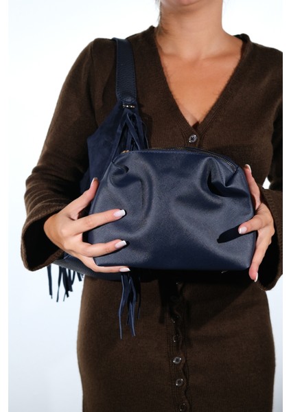 Vals Lacivert Süet Hakiki Deri Püsküllü Kadın Kol Çantası fiyatları