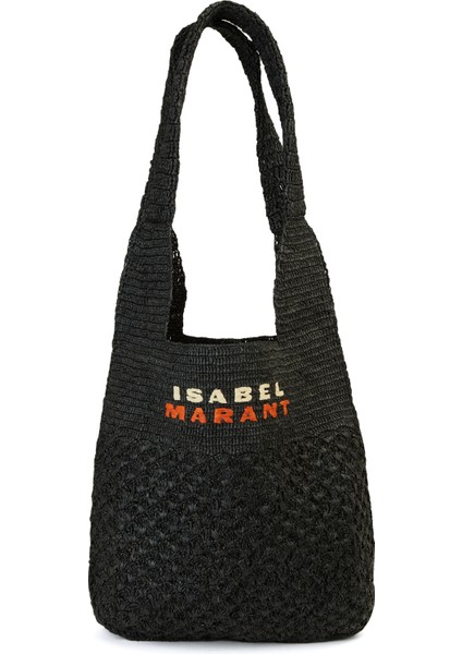 Siyah Kadın Rafya Alışveriş Çantası