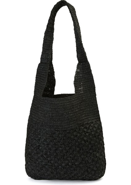 Siyah Kadın Rafya Alışveriş Çantası fırsatları