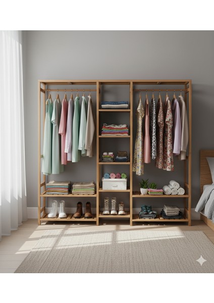 Ahşap Açık Gardırop Elbise Askılığı fırsatları