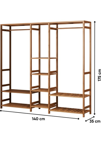 Ahşap Açık Gardırop Elbise Askılığı