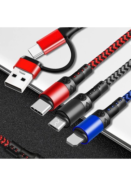 Ally Pd IPhone Li?ghtni?ng Type-C Mi?kro Hizli All In 1 Sarj Kablosu Kopmaz Halat 1.20-(1903) indirimleri