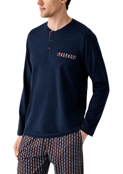 Erkek Lacivert Uzun Kollu Pijama Takımı 3505-S modelleri