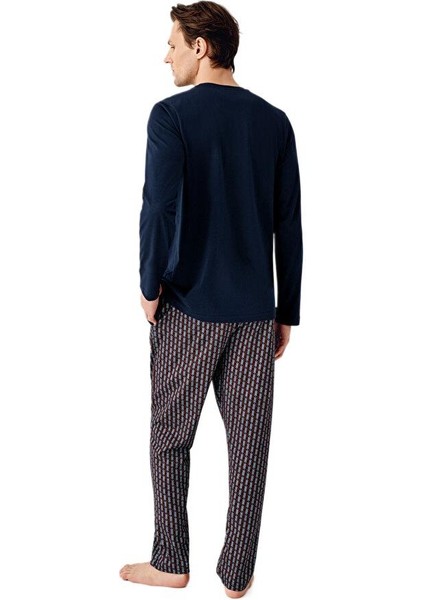 Erkek Lacivert Uzun Kollu Pijama Takımı 3505-S fırsatları