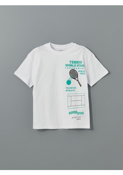 Yeni Sezon Bisiklet Yaka Baskılı Erkek Çocuk Tişört 2'li modelleri
