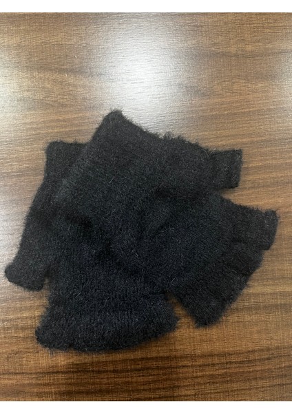 Siyah Peluş Kışlık Kesik Parmak Eldiven (Standart) fiyatları