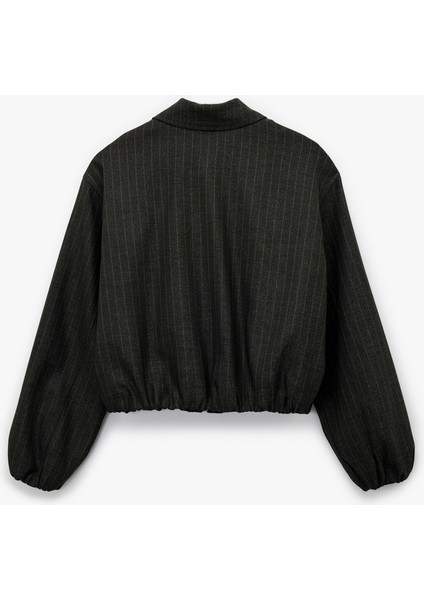 x Melis Ağazat - Uzun Kollu Cepli Fermuarlı Crop Bomber Ceket fiyatları