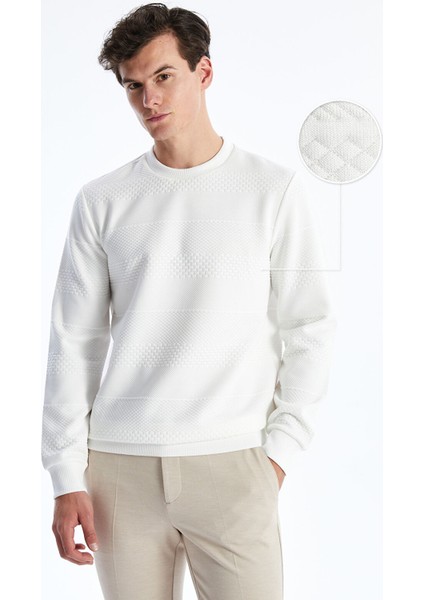 Yeni Sezon Bisiklet Yaka Uzun Kollu Erkek Dokulu Sweatshirt