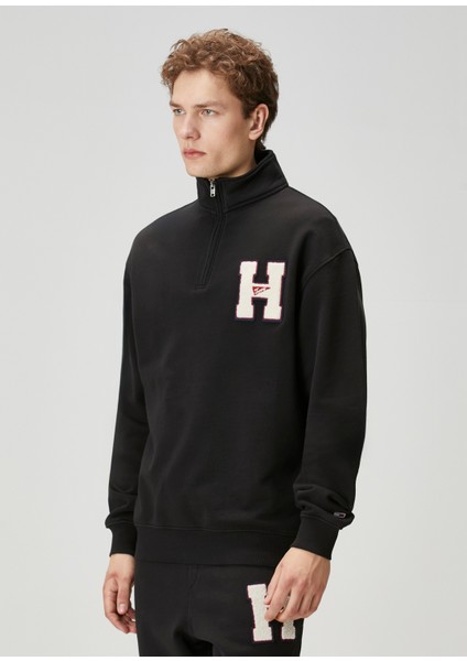 Siyah Yakası Fermuarlı Sweatshirt modelleri